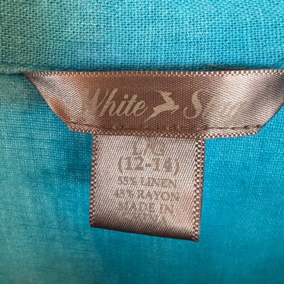 LINEN Vibrant Teal Women's White Stag Casual Button Down Shirt Medium 55% Linen - Picture 2 of 9